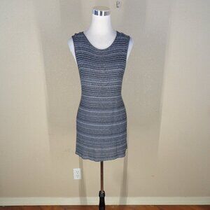 J JILL Wearever Collection Gray striped tank mini dress sz M Medium